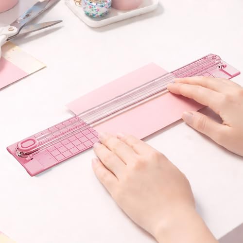A3 Small Paper Trimmer, Portable Paper Cutter for Label, Origami, Card, Photo, Cardstock, and Craft Project, Pink - color: Pink