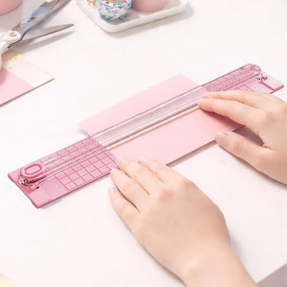 A3 Small Paper Trimmer, Portable Paper Cutter for Label, Origami, Card, Photo, Cardstock, and Craft Project, Pink - color: Pink