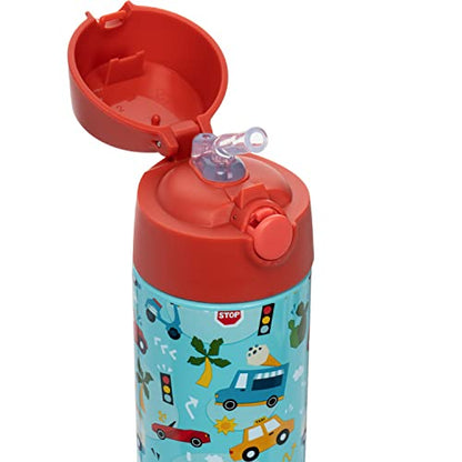 Snug Insulated Kids Water Bottle with Straw & Spout – Double-Wall Stainless Steel, Leakproof, Easy-Flip Lid – For School, Travel, Toddlers & Big Kids - Cars, 17oz - color: Cars, size: 16.9 Ounces