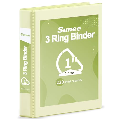 SUNEE 3 Ring Binder 1 Inch D Ring, Clear View Binder Three Ring PVC-Free (Fit 8.5x11 Inches) for School or Office Supplies, Yellow, 1 Pack - color: Yellow, size: 1 Inch, style: 1 Pack