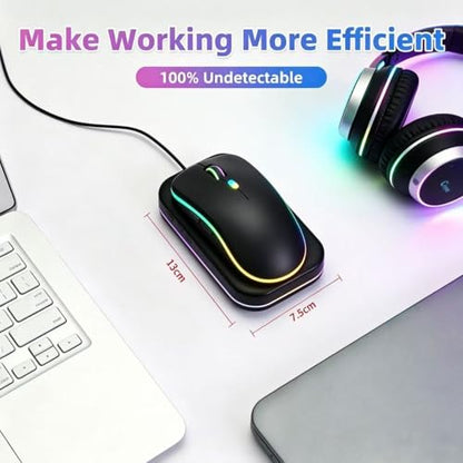 Ultra Slim Silent Mouse Mover Jiggler, USB-C Plug & Play, 100% Undetectable with Custom Timer & RGB LED Light, Realistic Movement Prevents Screen Lock, Ideal for WFH, Office, Home and Travel(Black3) - color: Black3