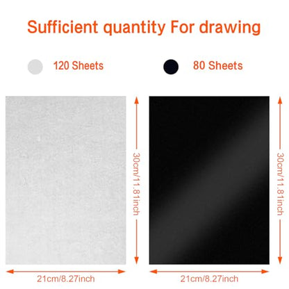 Transfer Paper Tracing Paper - PSLER Translucent on Artist Lettering Sketch Drawing for Pencil Ink Markers (Transparent) (200) (200)
