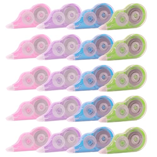 20 Pcs 39.4 Ft Colorful Correction Tape, White Wrong Out Tape Roller Bulk for Noting, Teacher Supplies, School, Office and Home (4 Colors) - size: 1 Count (Pack of 20)