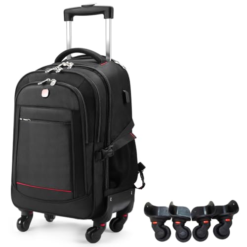 star cloud 45L Rolling Backpack for 17.3" Laptop - 22x14x9", Water-Resistant Luggage with 4 Extra Wheels, Roller Travel Laptop Backpack for Business, Wheeled Backpack for Travel and Commuting - size: Carry on 22-Inch