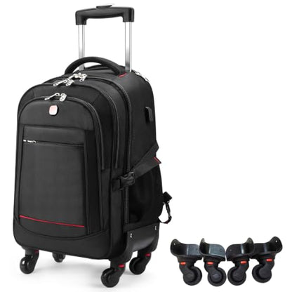 star cloud 45L Rolling Backpack for 17.3" Laptop - 22x14x9", Water-Resistant Luggage with 4 Extra Wheels, Roller Travel Laptop Backpack for Business, Wheeled Backpack for Travel and Commuting - size: Carry on 22-Inch