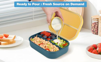All-in-one lunch box for school kids, teens, students & girls. (Yellow) | Includes insulated bag, utensils & sauce cup. BPA-free, microwave & dishwasher safe. Great for school, work & travel. - color: Yellow