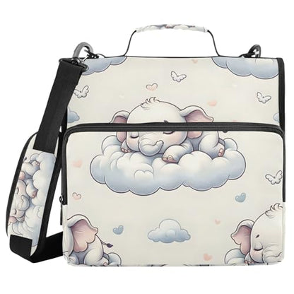 3 Ring Zipper Binder with Shoulder Strap Elephants Animal Forest 2 Inch Zippered Binder Bag 500 Sheet Capacity Multi Pockets for School Supplies - color: Multi3