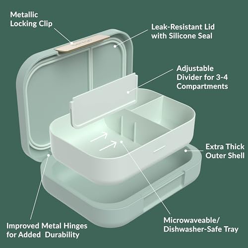 Bentgo® Modern - Leak-Resistant Bento Lunch Box For Adults, Teens, & Larger Appetites; Reusable BPA-Free Meal Prep Container with 3 or 4 Compartments, Dishwasher/Microwave Safe; 5 Cups (Mint Green) - color: Mint Green