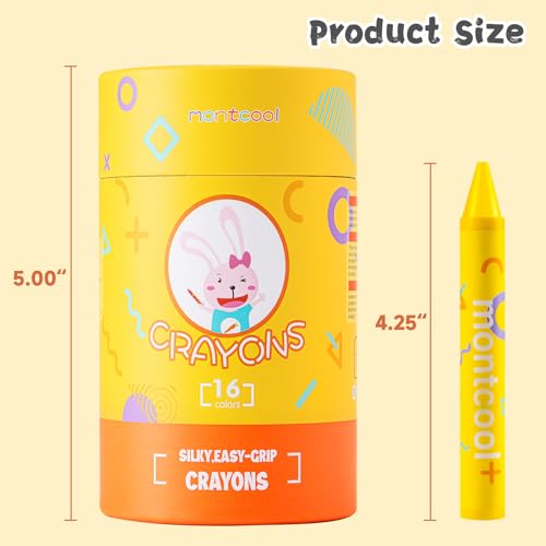 montcool 2 Pack Jumbo Crayons Set (32 Pieces, 16 Colors), Washable Non Toxic Easy to Hold Large Crayons - color: 16 Colors