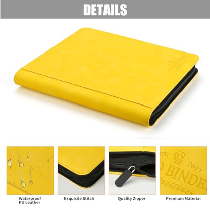 Toploader Binder,Toploader Hard Cases, 9-Pocket Pages Sleeves Hold up 288 Cards.Toploader Card Binder with Sleeves for “3×4” rigid，Card Holder(YELLOW) - color: yellow2, size: 9 Pocket 288 Toploader