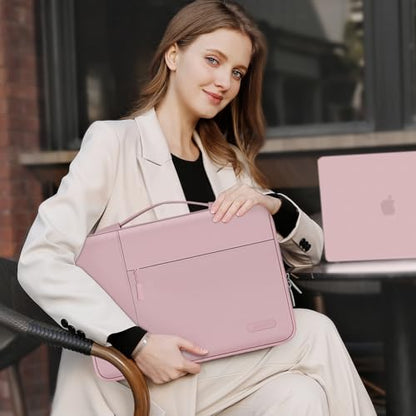 MOSISO Laptop Case 13.3 inch, 13.3 inch Laptop Sleeve with Handle | Compatible with MacBook Air/Pro 13/Pro 14, HP Dell ASUS Lenovo, Polyester Multifunctional Computer Bag, Pink - color: Pink, size: 13.3 inch