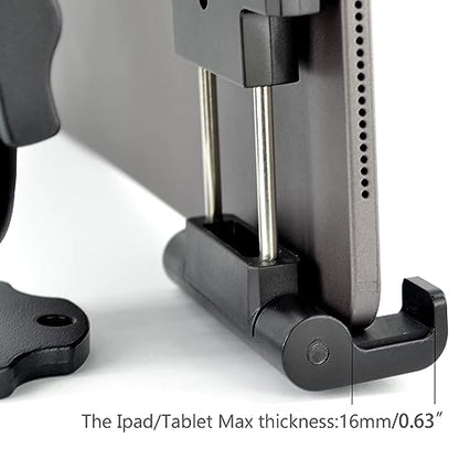 VAUBORTTI Aluminum Arm Heavy Duty Tablet Mount Drill Base - for 6.5"-12.9" Tablet iPad Pro/Mini, iPad Holder for Truck, Car,Dashboard,Desk,Wall-Swivel with 1 inch/25mm Ball Joint