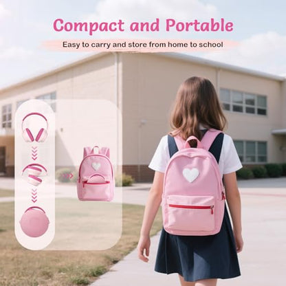 TONOSHARK Kids Bluetooth Headphones with Active Noise Cancelling, Wireless Over-Ear Headphones for Boys Girls, Foldable, Adjustable, 40H Playtime, Mic for School Travel(Pink) - color: Pink