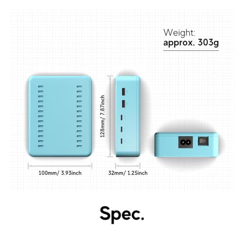 Charging Station Charger Organizer for Multiple Devices 75W 5 Ports USB-C USB-A Charger Stand Power Bank MacBook Neo Cellphone Students' Tablet Kindle iPhone Ipad Nintendo Switch