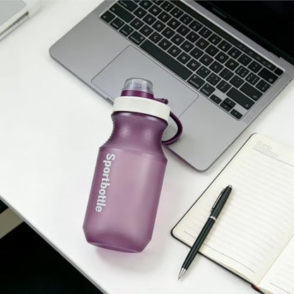 2 PCS Set Small Plastic Water Bottles, Sports Water Bottles with Leak-Proof Lid, Lightweight Reusable Water Bottles for Running,Gym, School, Travel, BPA Free,Leak Proof (Purple(13oz+20oz) - color: Purple(13oz+20oz）