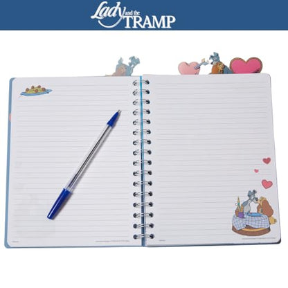 Disney Lady and the Tramp Tab Journal Notebook, Spiral Bound, 96 Lined Pages, 8 x 7 inches - style: Lady and the Tramp