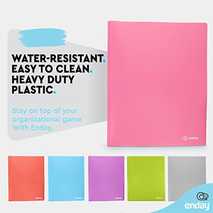 Plastic Folders with Pockets and Prongs Pink - Two Pocket Folder with Brads - 3 Prong Folders with Pockets for Letter Size Sheets, Also Available in Blue, Green, Red, Purple, and Grey, 1 Pc –by Enday - color: Pink, size: 1