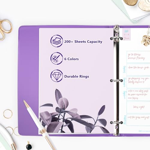 COMIX 3 Ring Binder 1 inch with Clear View Cover, 1" View Binder Holds 200 Sheets of US Letter Size Paper, 6 Pack (Purple) - color: Purple, size: 1 inch, style: 6-Pack