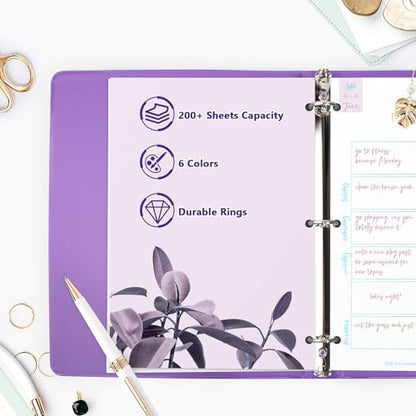 COMIX 3 Ring Binder 1 inch with Clear View Cover, 1" View Binder Holds 200 Sheets of US Letter Size Paper, 6 Pack (Purple) - color: Purple, size: 1 inch, style: 6-Pack
