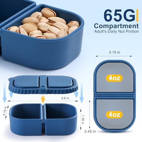 4 Pack Silicone Reusable Snack Containers with Lids - 8 oz Double Compartment Snackle Box for Kids & Adults, BPA-Free & Leakproof, Small for Dressing, School, Office - color: 2-Compartment (4-Pack)