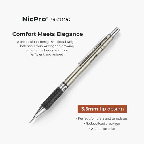 Nicpro 0.9 mm Art Mechanical Pencil Set in Storage Case, 3 PCS Metal Drafting Pencil Lead Pencil with 6 Tube HB Lead Refills, 3 Erasers, 9 PCS Eraser Refills for Artist Writing, Drawing, Sketching - style: 3 Pack (0.9mm)
