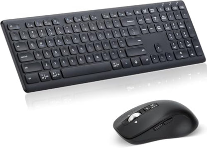 CITLLA Wireless Keyboard and Mouse Combo, Scissor-Switch Keys, 2-in-1 USB Receiver and Two Bluetooth, Multi Device Silent Design for Computer, Laptop, MacBook and iPad (Pure Black) - color: Pure Black