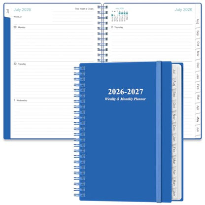 2026-2027 Planner - Planner 2026-2027 from July 2026 - June 2027, Weekly & Monthly Planner Spiral Bound with 12 Monthly Tabs, Inner Pocket, 6.4" x 8.5", Blue - color: Blue, size: 6.4" x 8.5"