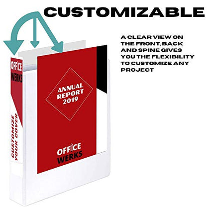 3 Ring Binder 3 Inch, 12 Pack, Heavy Duty Locking D-Ring, Holds 725 Sheets, Non-Stick Clear View Cover with Pockets for 8.5 x 11, PVC-Free, Assembled in USA, White - Ring Binder Depot | Non-Stick Clear View Cover with Pockets for 8.5 x 11, PVC-Free, Non-T