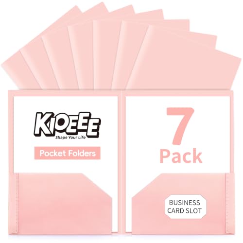 Plastic Folders with Pockets (7 Pack,Sweet Colors),Fit Letter Size Paper,Durable Heavy Duty,2-Pocket Folder for School Office or Home,Durable Acid-Free Poly,Back to School Supplies (7, Pink) - color: Pink