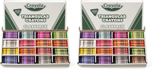 Crayola Triangular Crayon Classpack, 16 Assorted Toddler Crayons, Anti Roll, Bulk School Classroom Essentials, Preschool & Kindergarten Must Haves, 256 Count, (Pack of 2) - size: 256 Count (Pack of 2)
