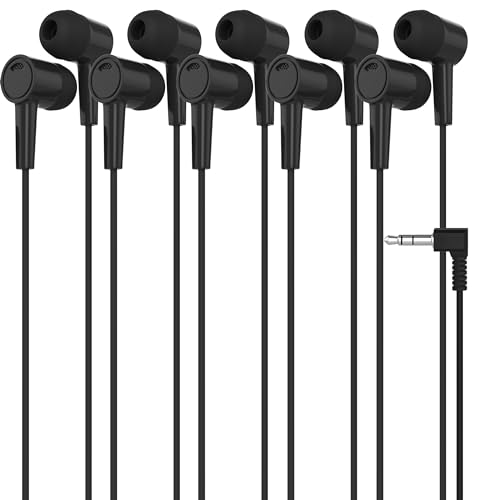 Maeline 5 Pack Earbuds in-Ear Stereo Headphones for School Classroom, Library, Travel, Gym 3.5mm Jack, Tangle-Free Wired Earphones for MP3, Phones, Computer and Laptops, Black - color: Black, size: 5 Pack