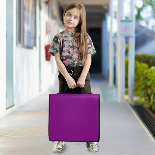 3 Rings 1.5 inch Zipper Binder with Shoulder Strap Waterproof Document Organizer for School Purple Red - color: Purple Red