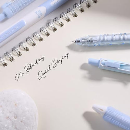 5 Count Pastel Gel Ink Pen Set,Cute Note Taking 0.5mm Fine Point Retractable 5 Count Black Ink Pens for Writing, Journaling, School, Office (Light Blue Clear) - color: Light Blue Clear