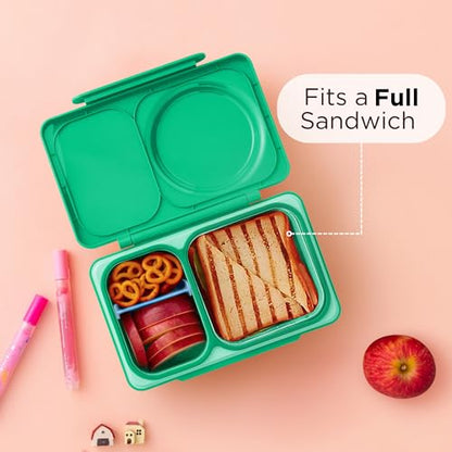 Omie OmieBox UP bento Box for Kids | Insulated Lunch Box | Leak Proof Vacuum Insulated Thermal Food jar | Cooler ice Pack | 2 Compartments (Jade Green) - color: Jade Green