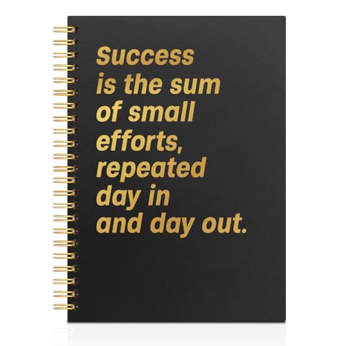 Success is The Sum of Small Efforts Black Golden Horizontal Lined Spiral Notebook, Inspirational Spiral Notebook Gifts for Coworker Boss Entrepreneur, Motivational Daily Reflection Journal - style: Success