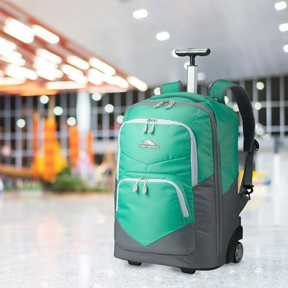 High Sierra Freewheel Pro Wheeled Backpack with 360 Degree Reflectivity, Adjustable Handle, Large Main Compartment, and Laptop Sleeve, Aquamarine