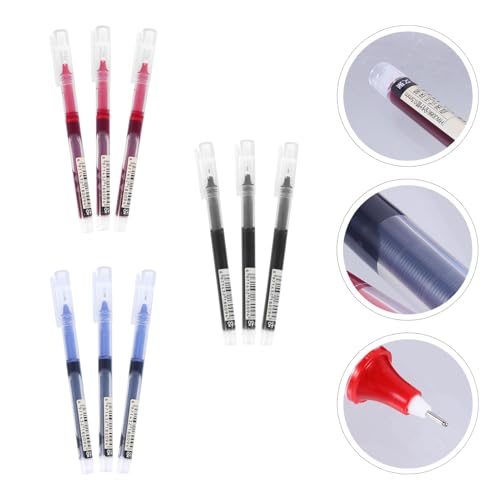 LALAFINA 9pcs Quick-drying Gel Pens Portable Office Sign Pens for Exams School and Everyday Use