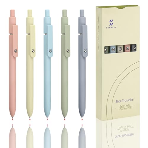 5-Pack Gel Pens Ballpoint Smooth Writing Pens No smudge 0.5mm Gel Pens Fine Point for School Office Gift for Students/Teachers/Nurses/Professionals (Morandi Color) - color: Morandi Color
