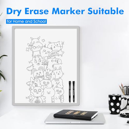 maxtek Magnetic Black Dry Erase Markers with Eraser, Ultra Fine, 6 Count | Low Odor 0.7mm Extra Fine Whiteboard Markers for Planning Whiteboards and Calendar Boards