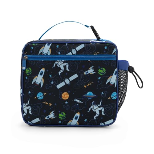MEXS Lunch Bag for Kids, Insulated Lunch Box Girls Boys, Durable Lunch Tote(adjustable) with Water Bottle Holder/Water-resistant Lining, Toddler Lunch Picnic Cooler Bag for School Travel (Astronaut) - color: Astronaut