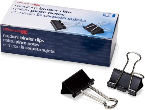 Officemate Medium Binder Clips, Black, 12 Count (Pack of 120) - color: Black, size: Medium (Pack of 10)