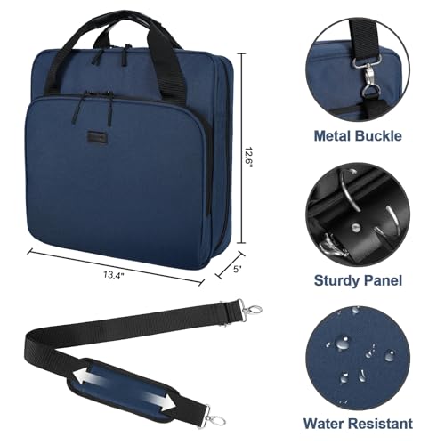 4 Inch 3 Ring Zipper Binder D-Ring, Binder with Strap 800 Sheet Capacity & Multi-Pockets School and Office Binder Organizer, Compatible with 13-Inch MacBook(Patent Design Dark Blue) - color: Dark Blue, size: 4Inch-D-ring