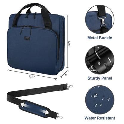4 Inch 3 Ring Zipper Binder D-Ring, Binder with Strap 800 Sheet Capacity & Multi-Pockets School and Office Binder Organizer, Compatible with 13-Inch MacBook(Patent Design Dark Blue) - color: Dark Blue, size: 4Inch-D-ring