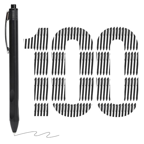 100 Pack Ballpoint Pens Bulk,1.0 mm Medium Point with Black Ink | Retractable, No Smear, No Bleed, Quick Dry Smooth Writing Click Pens for Studying, Journaling, Office and Everyday Use - color: Black-100pieces
