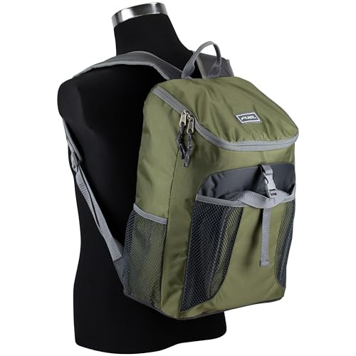 FUEL Top Loader Lunch Backpack Set Water Resistant Backpack Bookbag Bag Soft Reusable Insulated Cooler Box Thermal Travel Office Bag, Army Green - color: Army Green
