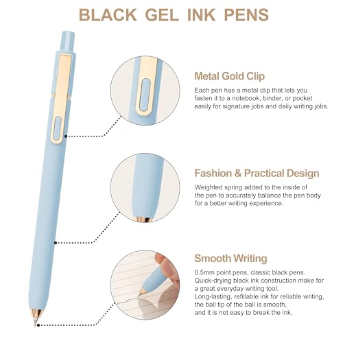 Linbsunne Gel Pens Black Ink Pens for Office 0.5mm Fine Point Pen Smooth Writing Retractable (Morandi-10 pcs) - color: Morandi-10 pcs