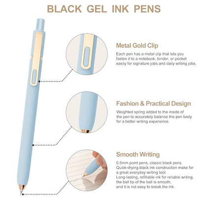 Linbsunne Gel Pens Black Ink Pens for Office 0.5mm Fine Point Pen Smooth Writing Retractable (Morandi-10 pcs) - color: Morandi-10 pcs
