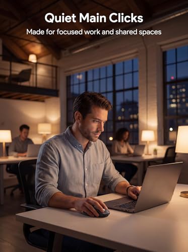 RAPIQUE Bluetooth Wireless Mouse, Dual Bluetooth + 2.4G, Connect Up to 3 Devices, USB-C Rechargeable, Quiet Click, 4 DPI Levels up to 3200, Ergonomic Right-Hand Design for PC, MacBook, Laptop - Black - color: Black