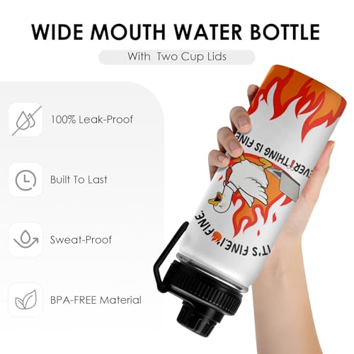 It's Fine I'm Fine Goose Water Bottle Goose Gifts For Gooses Lovers Women Men Funny Animal Duck Coffee Travel Mug with Handle Insulated for Hot and Cold Drink Ice 18oz Tumbler - color: Goose