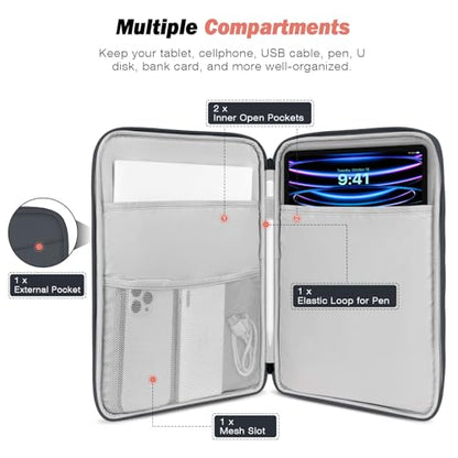 MoKo 9-11 Inch Tablet Sleeve Bag Carrying Case with Accessory Pocket | Fits iPad Air 11-inch M4, iPad Pro 11-inch M5, iPad A16 11-inch, iPad 10/9/8/7th and Tab S9/S8 11-inch, Dark Gray - color: Dark Gray, size: 9-11 Inch